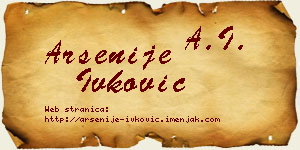 Arsenije Ivković vizit kartica